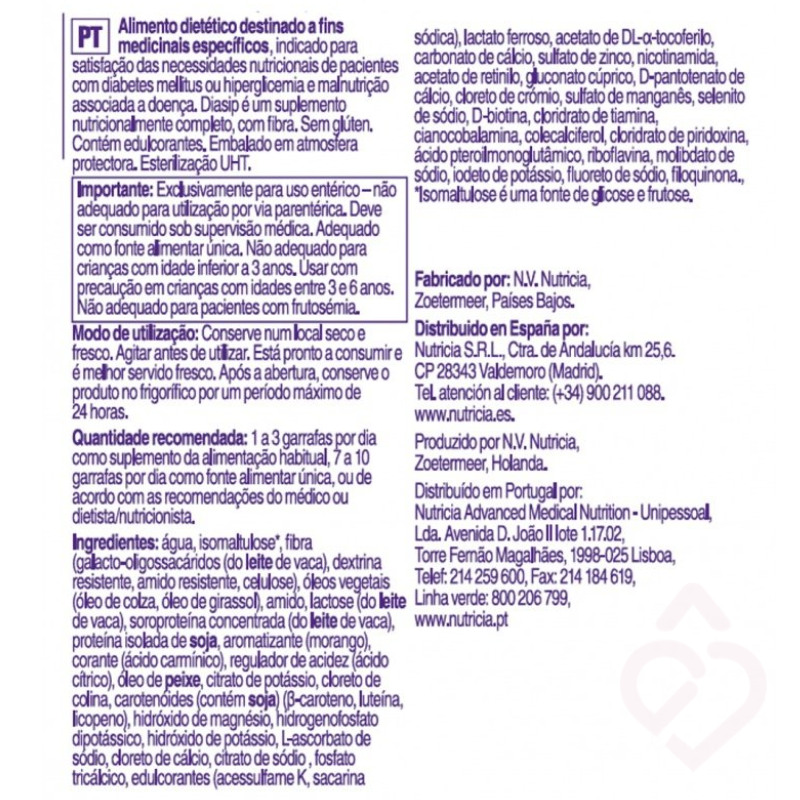 Diasip Morango – Suplemento Nutricional com Fibra para Diabéticos