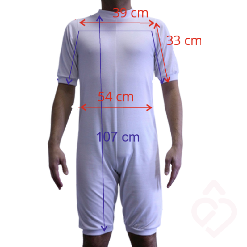 Tabela de medidas do pijama curto para incontinência e demência tamanho L