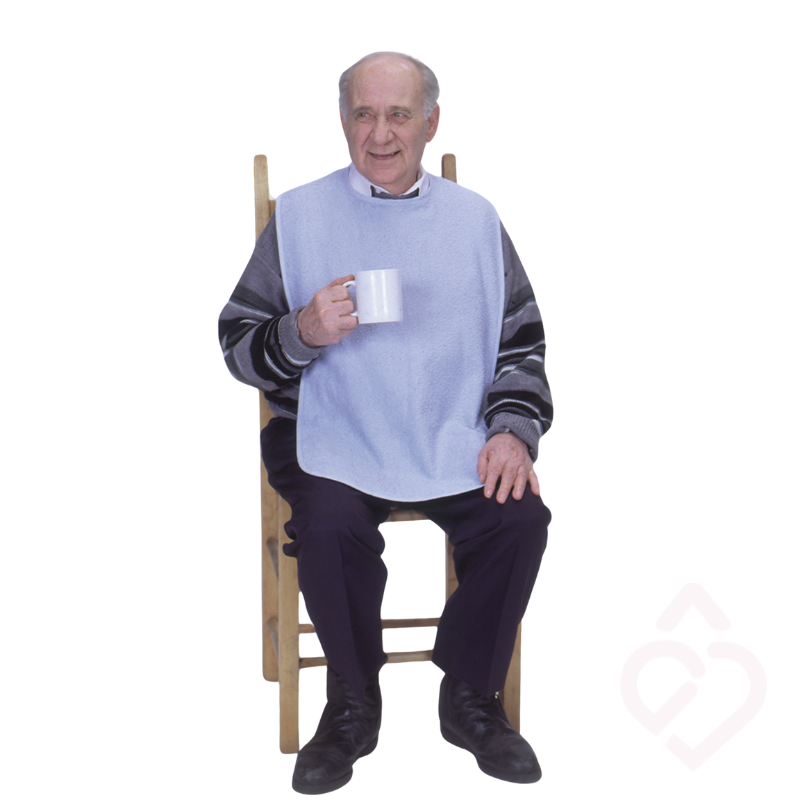 Babete Azul Comprido com Mola – Proteção Total nas Refeições