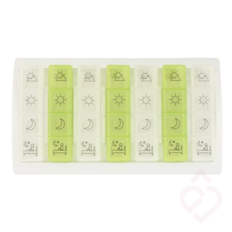 Caixa de Comprimidos 4 Tomas com Símbolos – Uso Diário