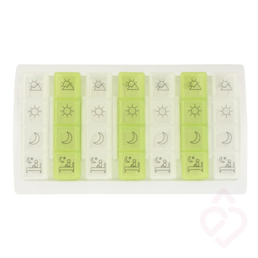 Caixa de Comprimidos 4 Tomas com Símbolos – Uso Diário