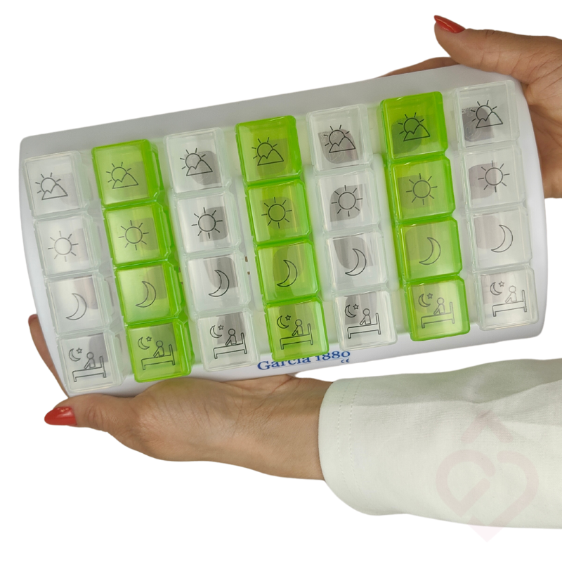 Caixa de Comprimidos 4 Tomas com Símbolos – Uso Diário