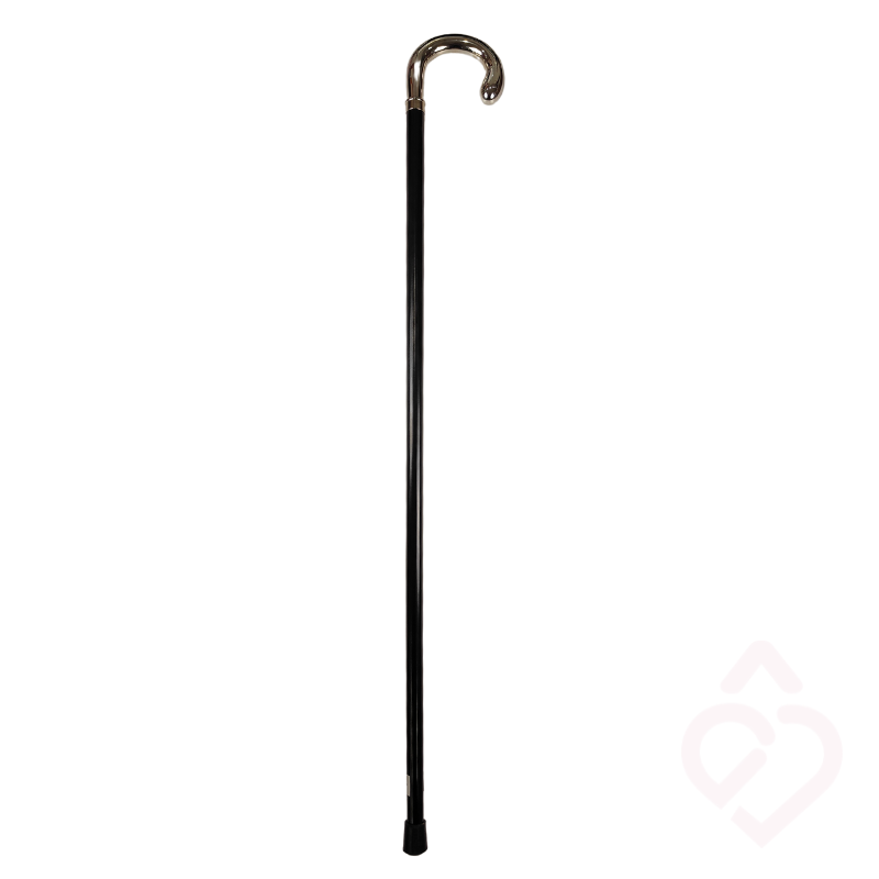 Bengala de Faia com Punho Curvo Prateado – Elegância e Apoio