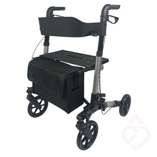 Andarilho Dobrável de 4 Rodas – Regulável em Altura e Seguro