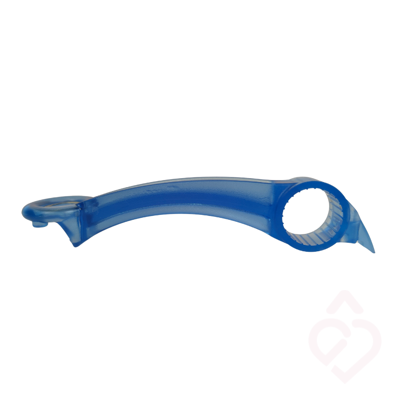 Abre-frascos multifunções com pega ergonómica, que facilita a abertura de frascos, garrafas e diferentes tipos de tampas. Ajuda a reduzir o esforço necessário, sendo especialmente útil para pessoas com pouca força ou mobilidade nas mãos.