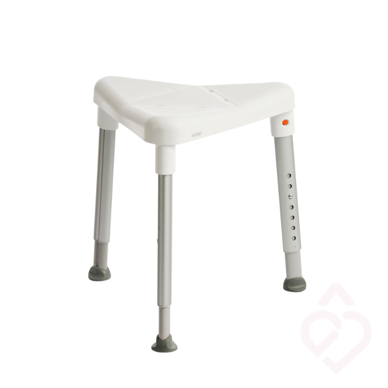 Banco de duche triangular ETAC EDGE, compacto e funcional, ideal para proporcionar maior conforto e segurança durante o banho, aproveitando ao máximo o espaço disponível.
