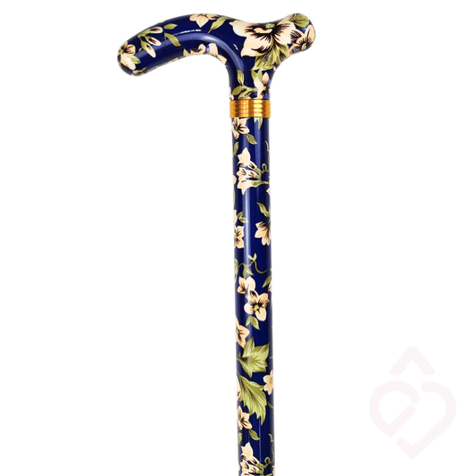 Bengala Alumínio Azul com Flores – Estabilidade e Estilo