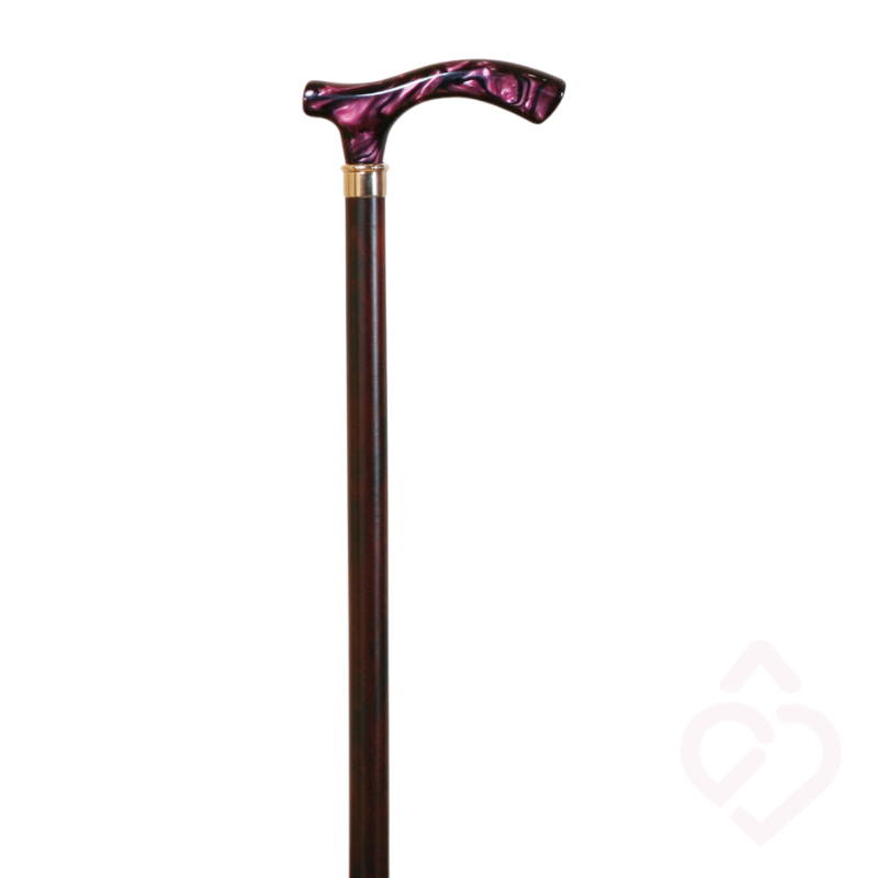 Bengala em faia com punho acrílico bordeaux e design elegante
