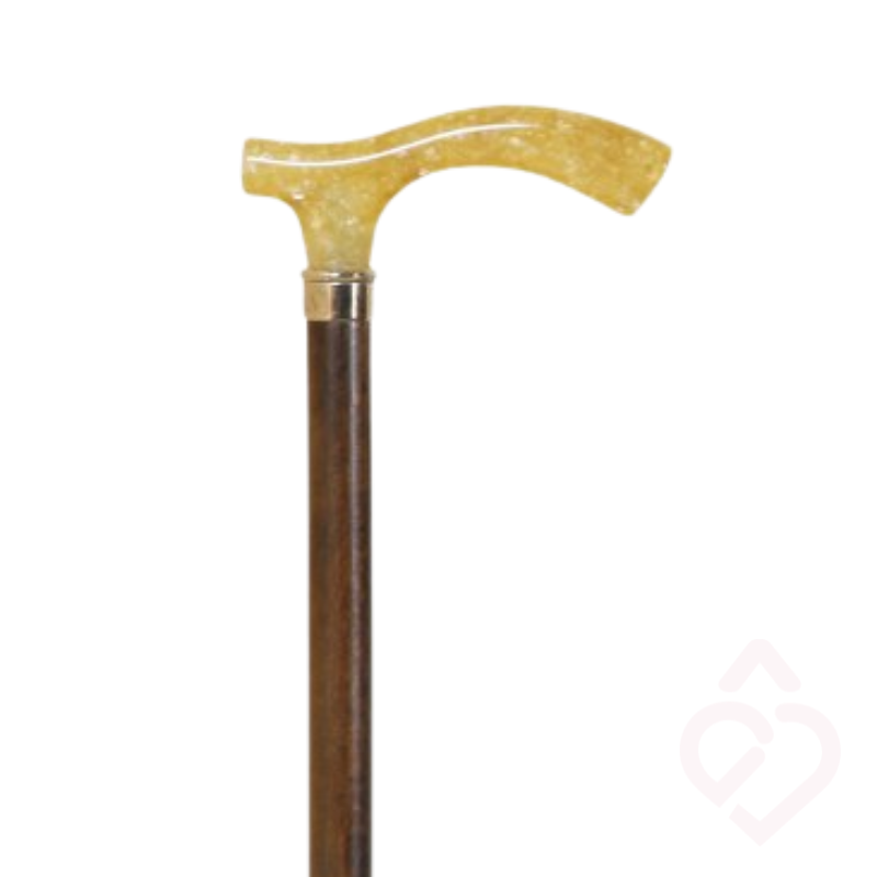 Bengala em Faia com Punho Acrílico Dourado – Conforto e Elegância