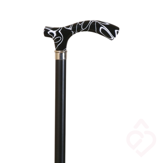 Bengala em Faia com Punho Acrílico Preto e Branco – Conforto e Elegância