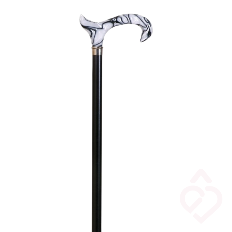 Bengala em Faia com Punho Acrílico Preto e Branco – Elegância e Distinção