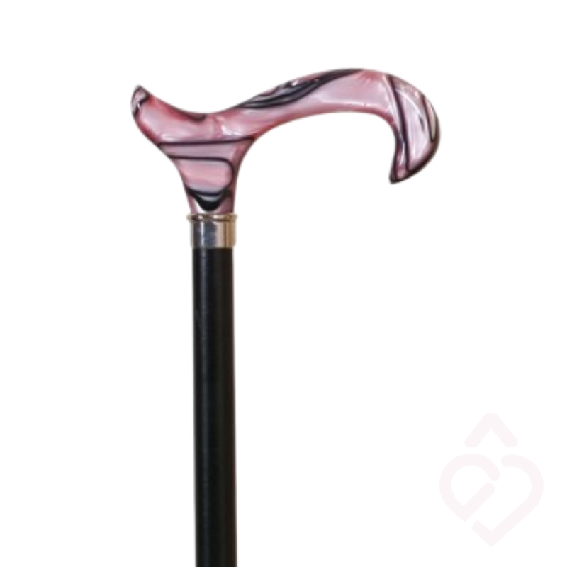 Bengala em Faia com Punho Acrílico Rosa e Preto – Conforto para o Dia a Dia