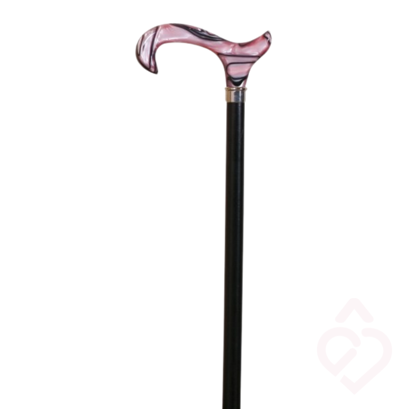 Bengala em Faia com Punho Acrílico Rosa e Preto – Conforto para o Dia a Dia