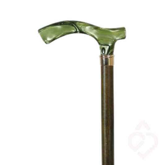 Bengala em Faia com Punho Acrílico Verde – Conforto e Elegância