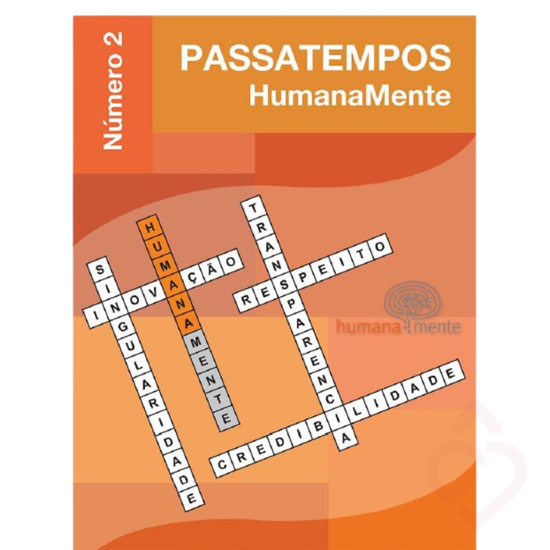 Bloco Passatempos HumanaMente Número 2, com atividades de palavras e outros exercícios para estimular a memória, a atenção e o raciocínio. Ideal para exercitar as capacidades cognitivas e manter a mente ativa de forma lúdica.