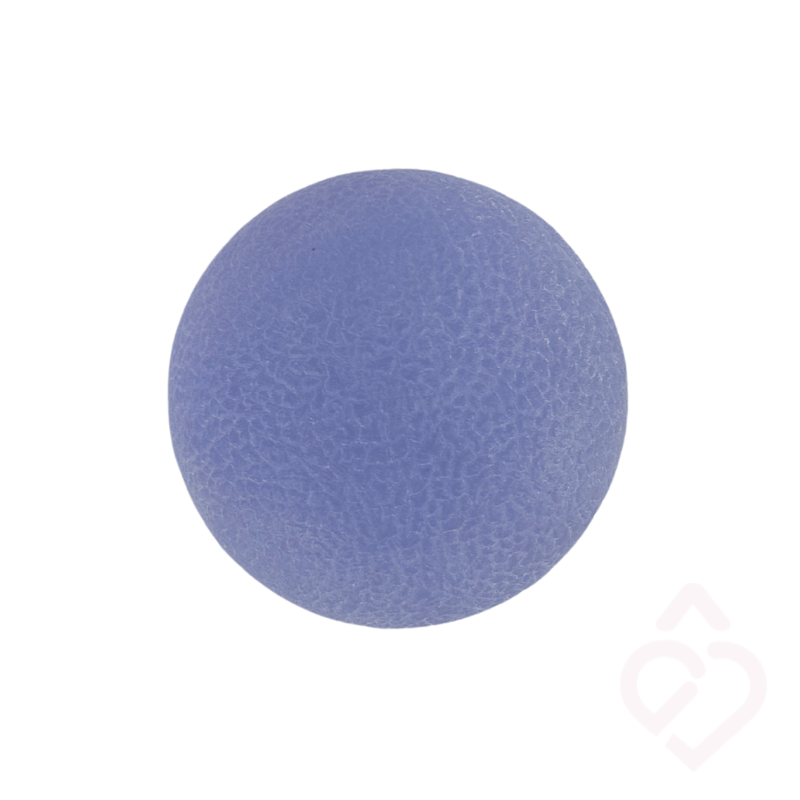 Bola de exercício suave em gel, indicada para exercitar e fortalecer as mãos e os dedos, ajudando a trabalhar a mobilidade, a destreza e a força de preensão.