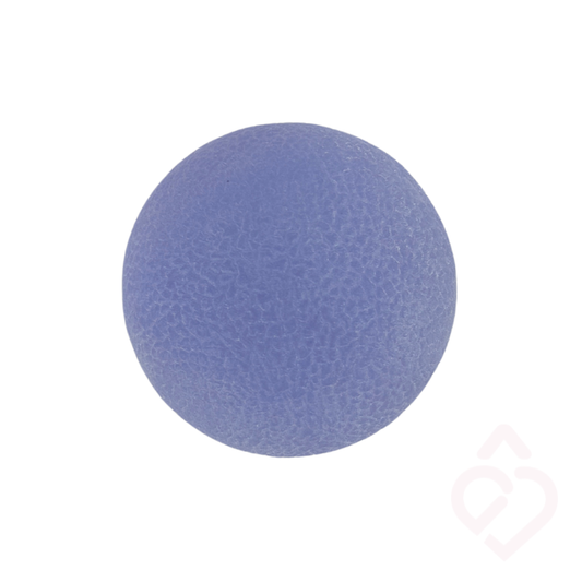 Bola de exercício suave em gel, indicada para exercitar e fortalecer as mãos e os dedos, ajudando a trabalhar a mobilidade, a destreza e a força de preensão.