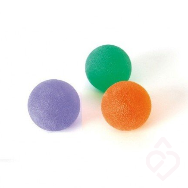 Conjunto de bolas de exercício terapêutico para exercitar e fortalecer as mãos e os dedos, ajudando a melhorar a força de preensão, a mobilidade e a destreza. Disponíveis em diferentes níveis de resistência para adaptar o exercício às necessidades do utilizador.