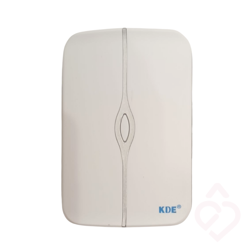 Campainha sem fios, composta por recetor e botão de chamada. Permite sinalizar a presença de visitantes sem necessidade de instalação com cabos, oferecendo uma solução prática e cómoda para utilização em casa.