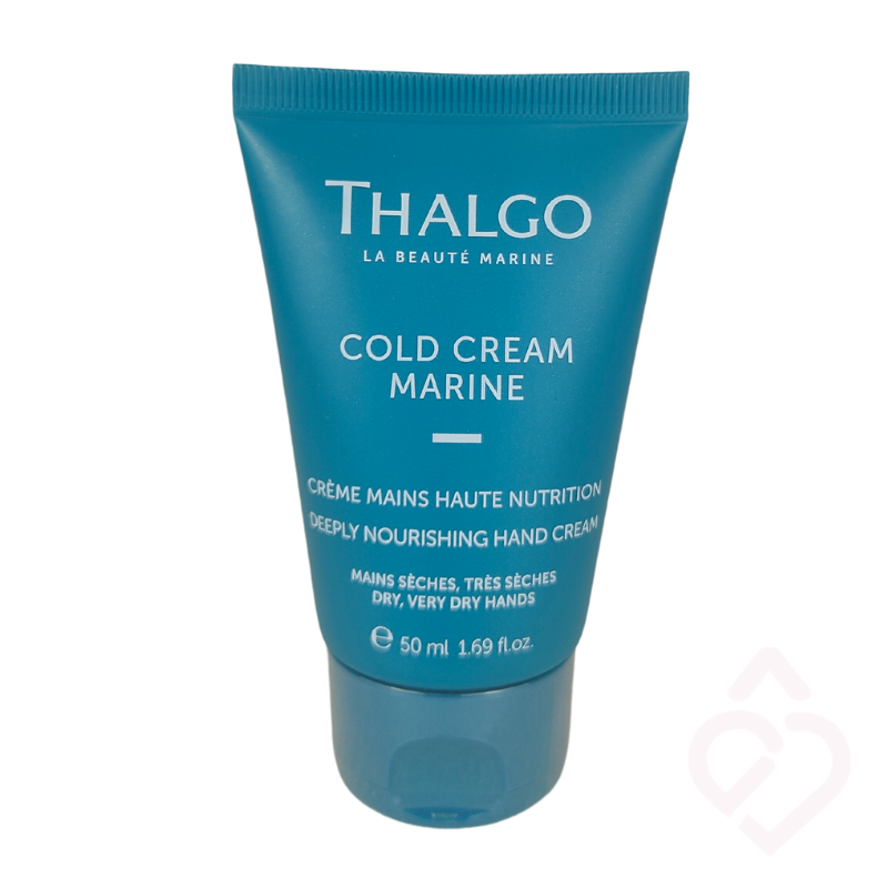 Creme de mãos nutritivo Thalgo Cold Cream Marine Deeply Nourishing Hand Cream, indicado para mãos secas e fragilizadas. Ajuda a nutrir, suavizar e proteger a pele, proporcionando maior conforto e hidratação. Embalagem de 50 ml.