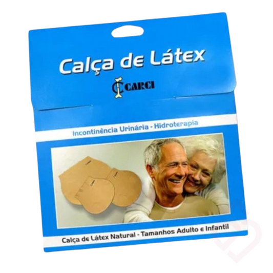 Cueca de látex natural Carci, indicada para hidroterapia e para pessoas com incontinência urinária. Ajuda a evitar fugas durante a utilização na água, proporcionando maior proteção, segurança e tranquilidade.