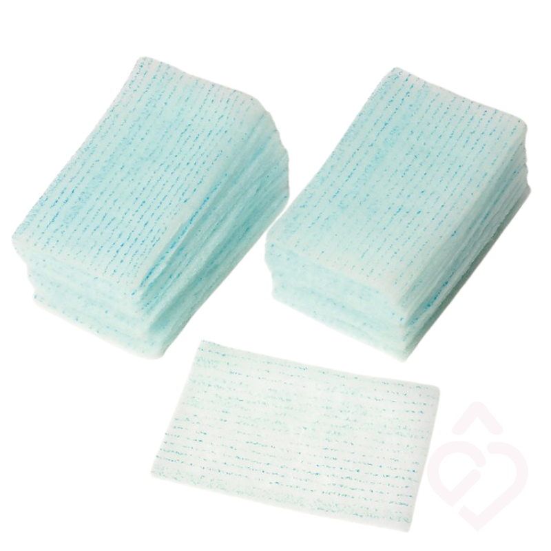 Conjunto de esponjas ensaboadas descartáveis para higiene corporal, concebidas para facilitar a limpeza da pele de forma prática, suave e confortável.
