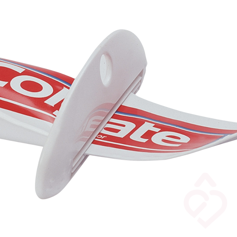 Espremedor de tubos aplicado numa pasta de dentes, ideal para extrair o produto de forma fácil e uniforme, aproveitando a embalagem até ao fim.