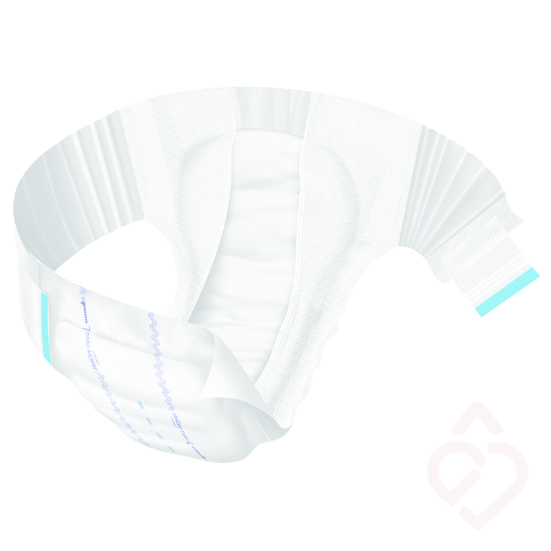 Fralda MoliCare Premium Elastic 6 gotas, tamanho L, com laterais elásticas e núcleo absorvente, concebida para proporcionar um ajuste confortável ao corpo, maior liberdade de movimentos e proteção segura contra fugas.