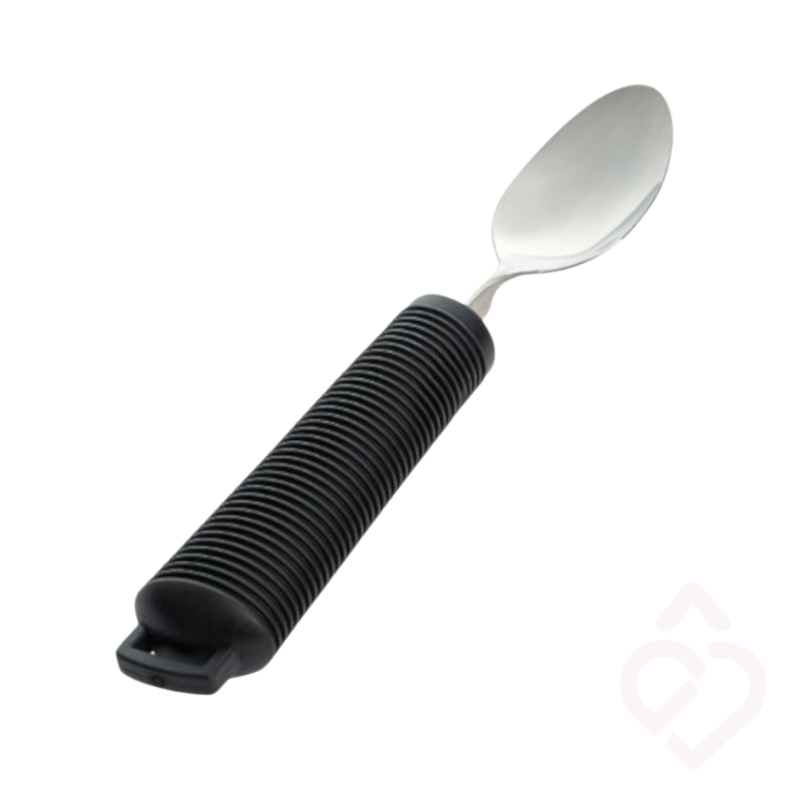 Colher adaptado com cabo engrossado e antiderrapante, concebido para facilitar a preensão durante as refeições. Indicado para pessoas com mobilidade ou força reduzida nas mãos, promovendo maior conforto e autonomia ao comer.