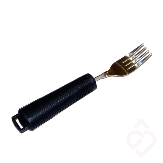 Garfo ergonómico com cabo largo antiderrapante para facilitar o uso durante a alimentação
