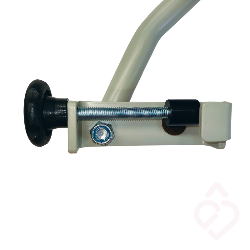 Grade de cama branca com três barras horizontais, ideal para camas articuladas ou hospitalares.
