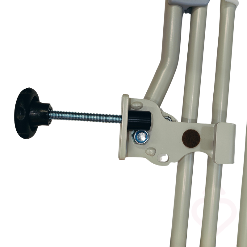 Grade de cama branca com três barras horizontais, ideal para camas articuladas ou hospitalares.