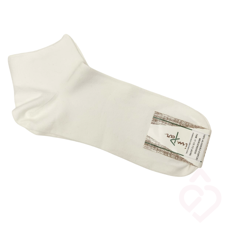 Meia curtas sem costuras em algodão, de cor branco, confortável para pés sensíveis, volumosos ou inchados.