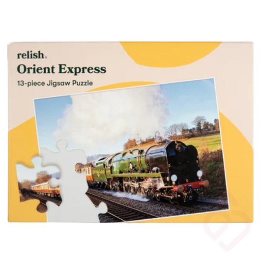 Puzzle Relish Orient Express de 13 peças, desenvolvido para estimular a memória, a atenção e outras capacidades cognitivas, ajudando a manter o cérebro ativo. É também indicado para pessoas com Alzheimer ou outras formas de demência. As peças grandes facilitam o manuseamento e tornam a atividade mais acessível.