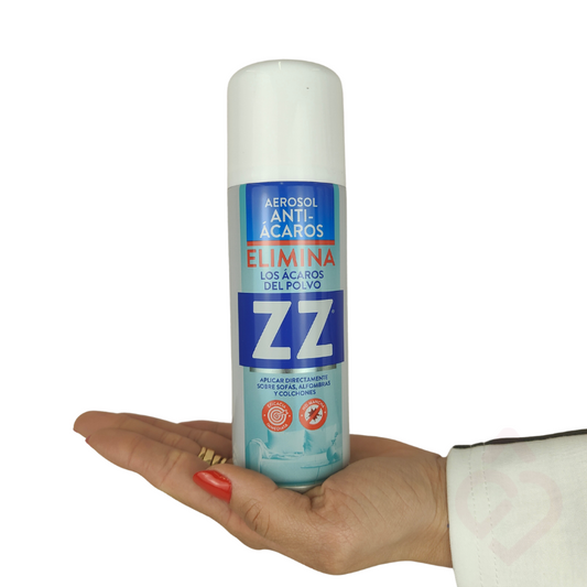 ZZ Spray antiácaros para eliminar ácaros do pó em sofás, colchões e alcatifas.