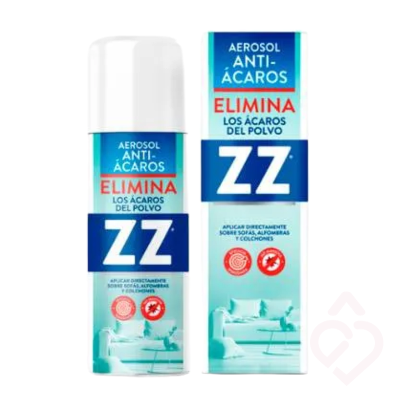 ZZ Spray antiácaros para eliminar ácaros do pó em sofás, colchões e alcatifas.