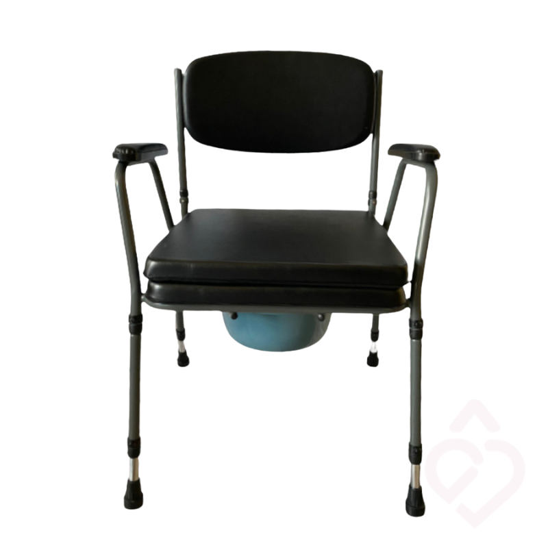 Cadeira sanitária almofadada para maior conforto e segurança na higiene diária