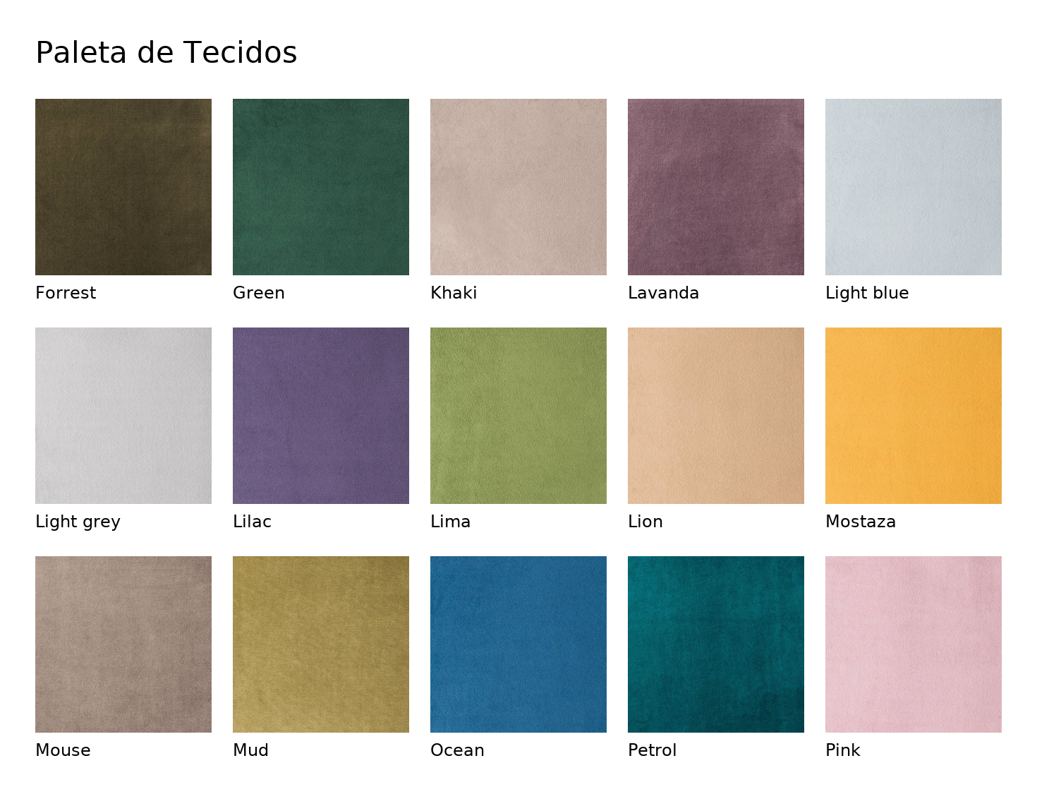 Opções de cores para cadeirão relax manual em tecido