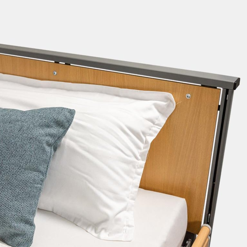 Detalhe da cabeceira da cama elétrica articulada