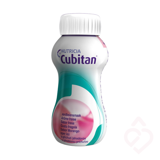 Cubitan sabor morango, suplemento nutricional oral hiperproteico e hipercalórico para suporte nutricional