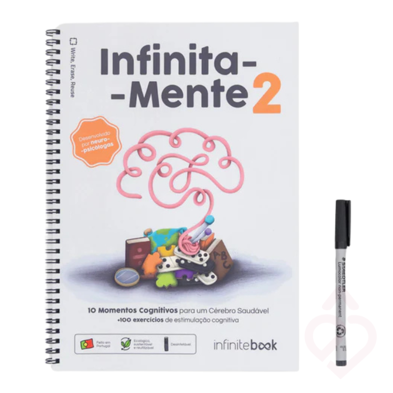 Infinitebook infinitaMente II com caneta reutilizável e exercícios cognitivos