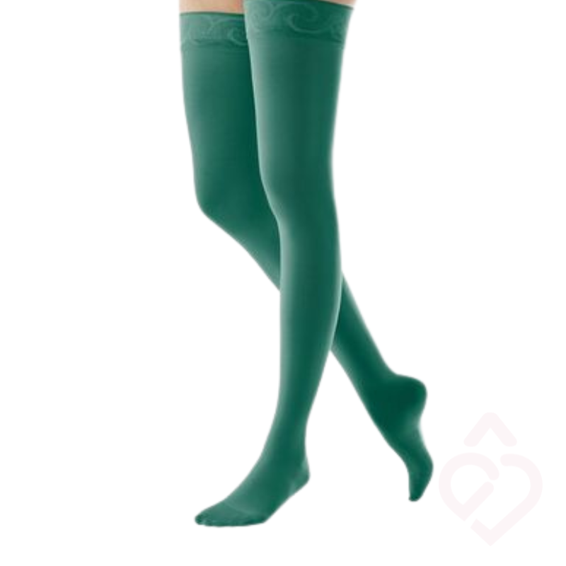 Meias de compressão até à raiz da coxa para mulher classe 1 cor Irish Green