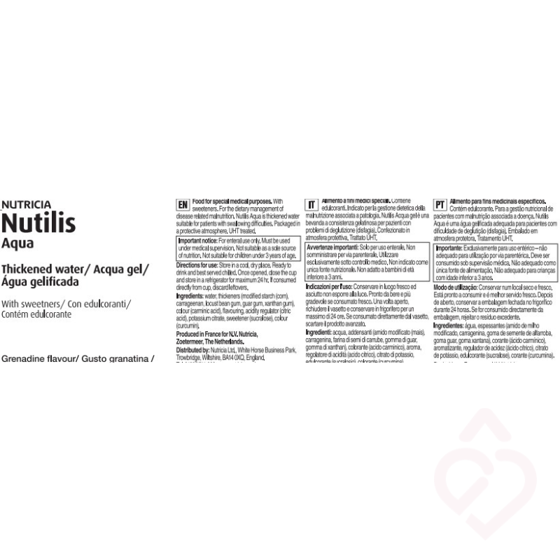 Composição e ingredientes do Nutilis Aqua laranja