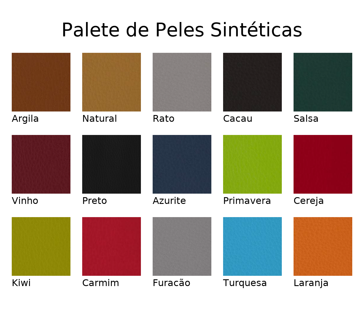 Opções de cores para poltrona em pele sintética