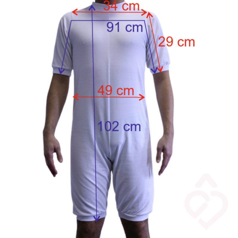 Pijama curto para demência tamanho S com medidas