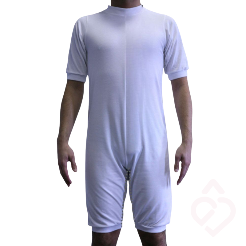 Pijama curto para incontinência e demência com fecho nas costas e entre pernas tamanho M