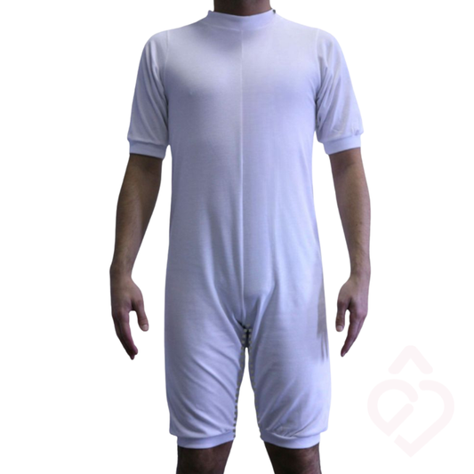 Pijama curto para incontinência e demência com fecho nas costas e entre pernas tamanho XL
