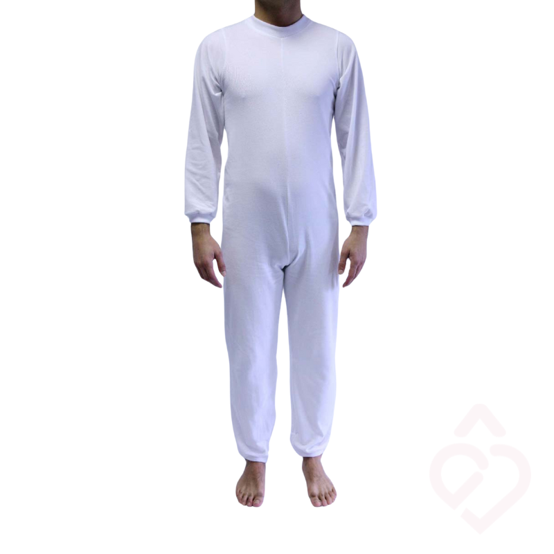 Pijama longo para incontinência e demência com fecho nas costas e entre pernas tamanho XL
