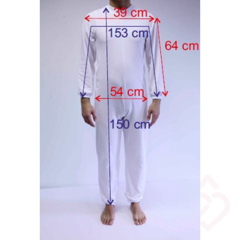 Pijama longo com fecho para incontinência e demência tamanho L com medidas