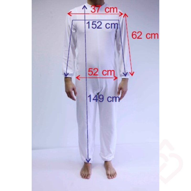 Pijama longo com fecho para incontinência e demência tamanho M com medidas